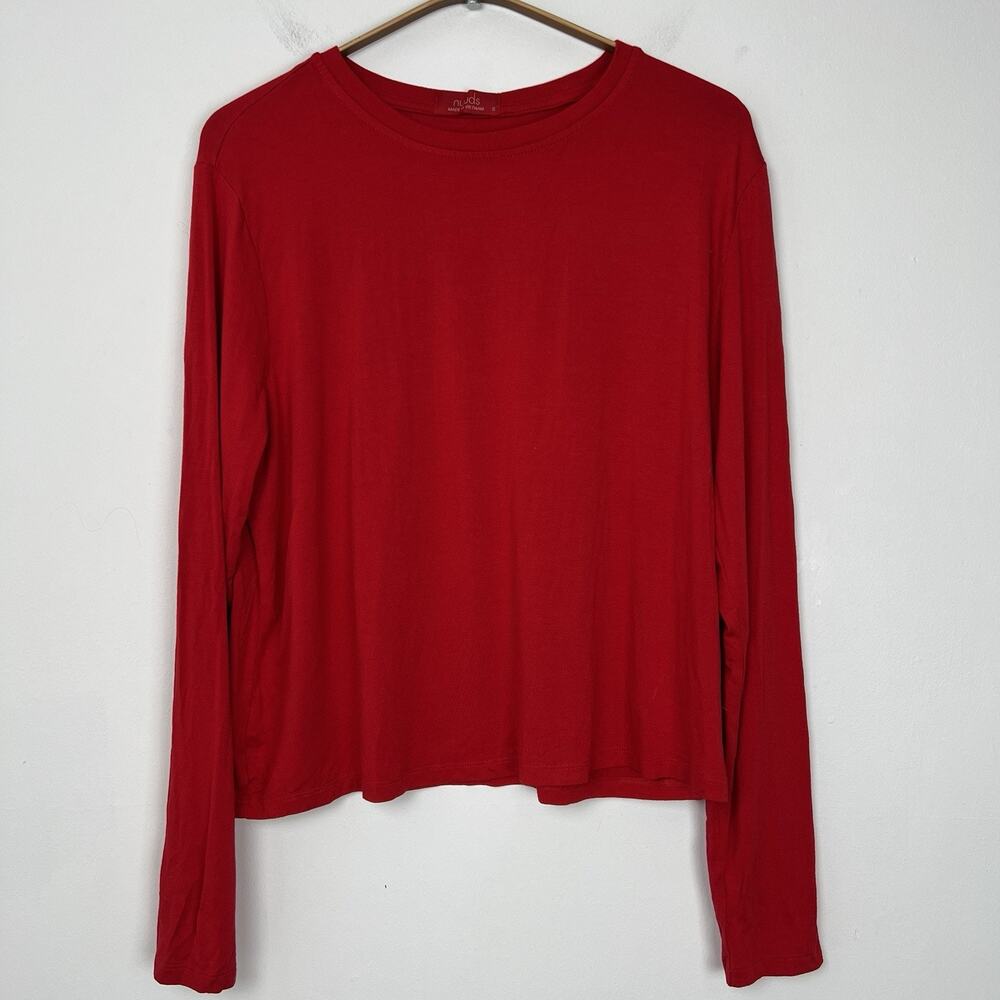 nuuds Long Sleeve Crewneck Tee in Red